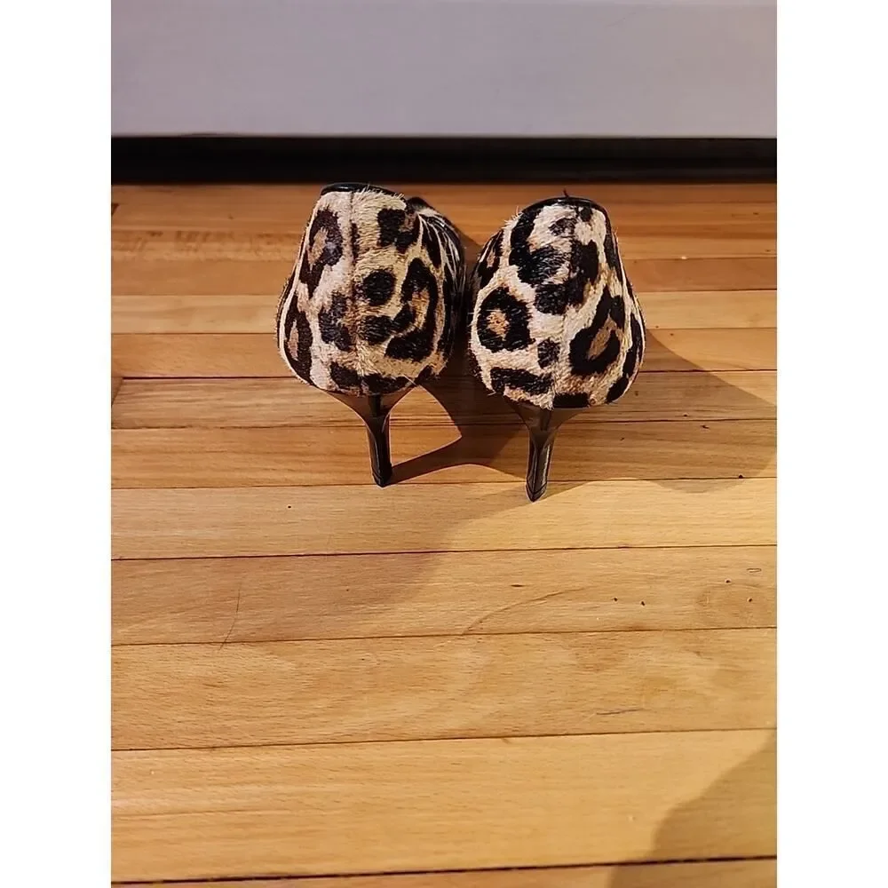 Michael Kors Leopard Print Calf Hair Pointed Toe Stiletto 3” Heels Size 8.5